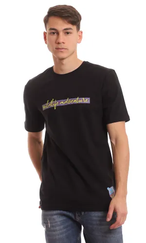 97421 " Wild Life Adventure" Printed Black Summer T-Shirt