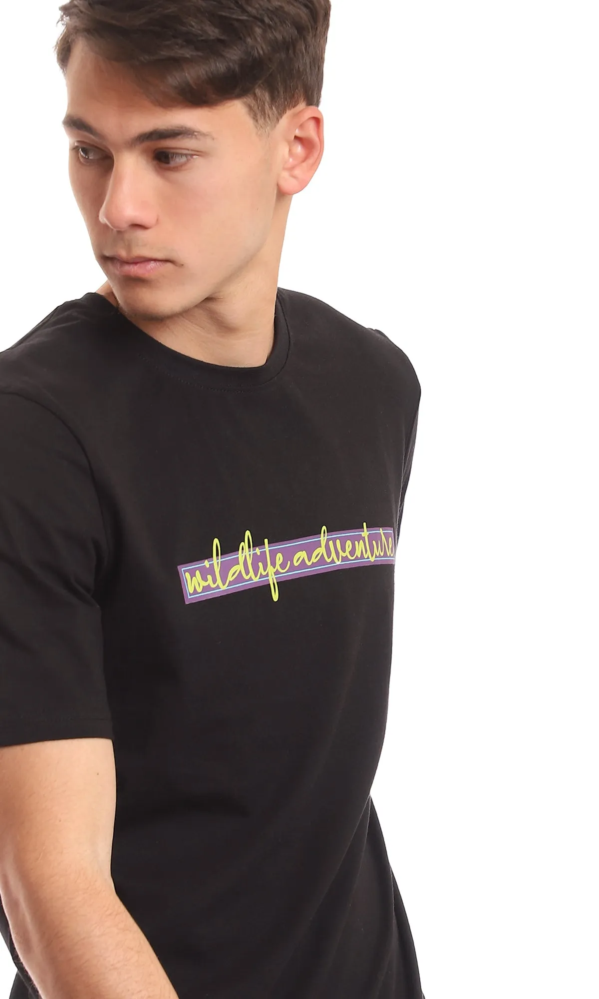 97421 " Wild Life Adventure" Printed Black Summer T-Shirt