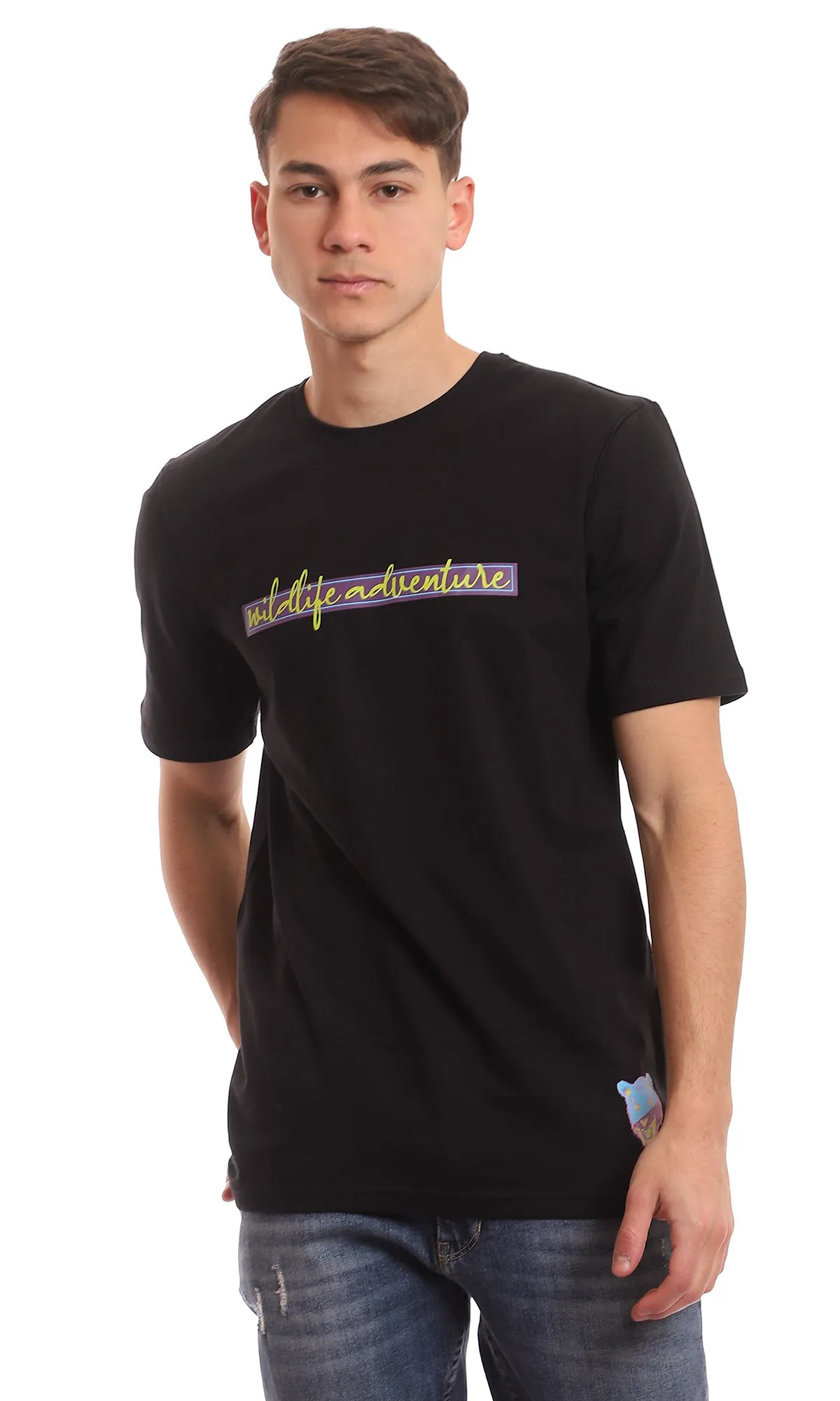 97421 " Wild Life Adventure" Printed Black Summer T-Shirt