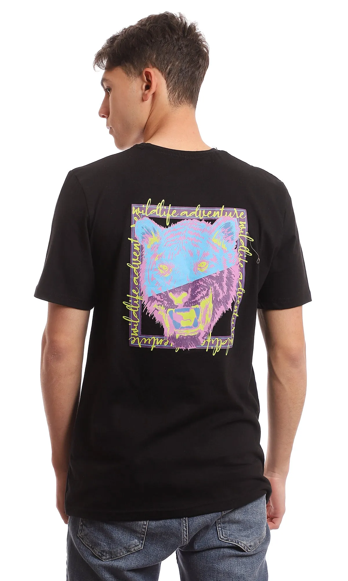 97421 " Wild Life Adventure" Printed Black Summer T-Shirt