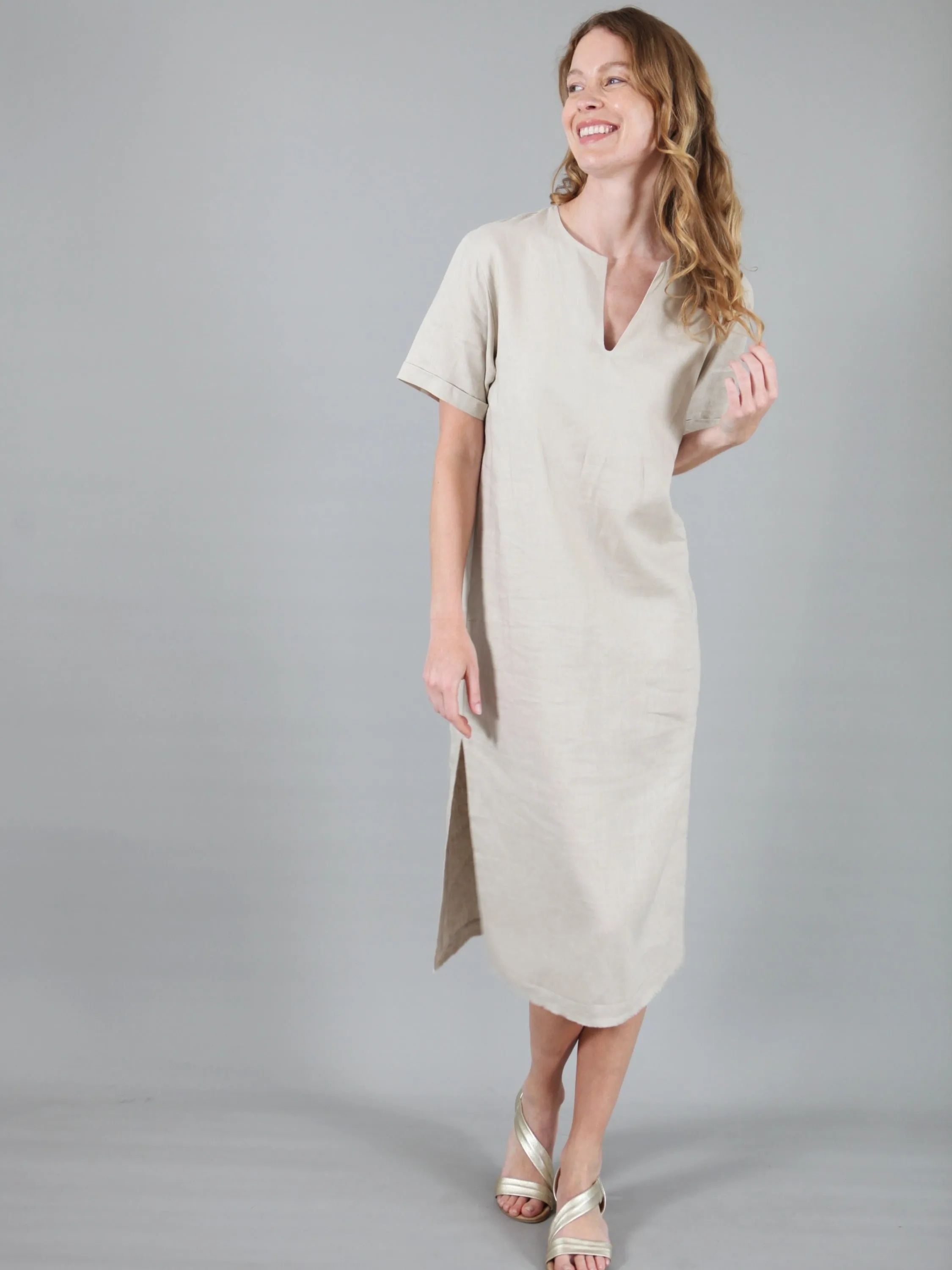 Annie, 100% Linen Dress Natural