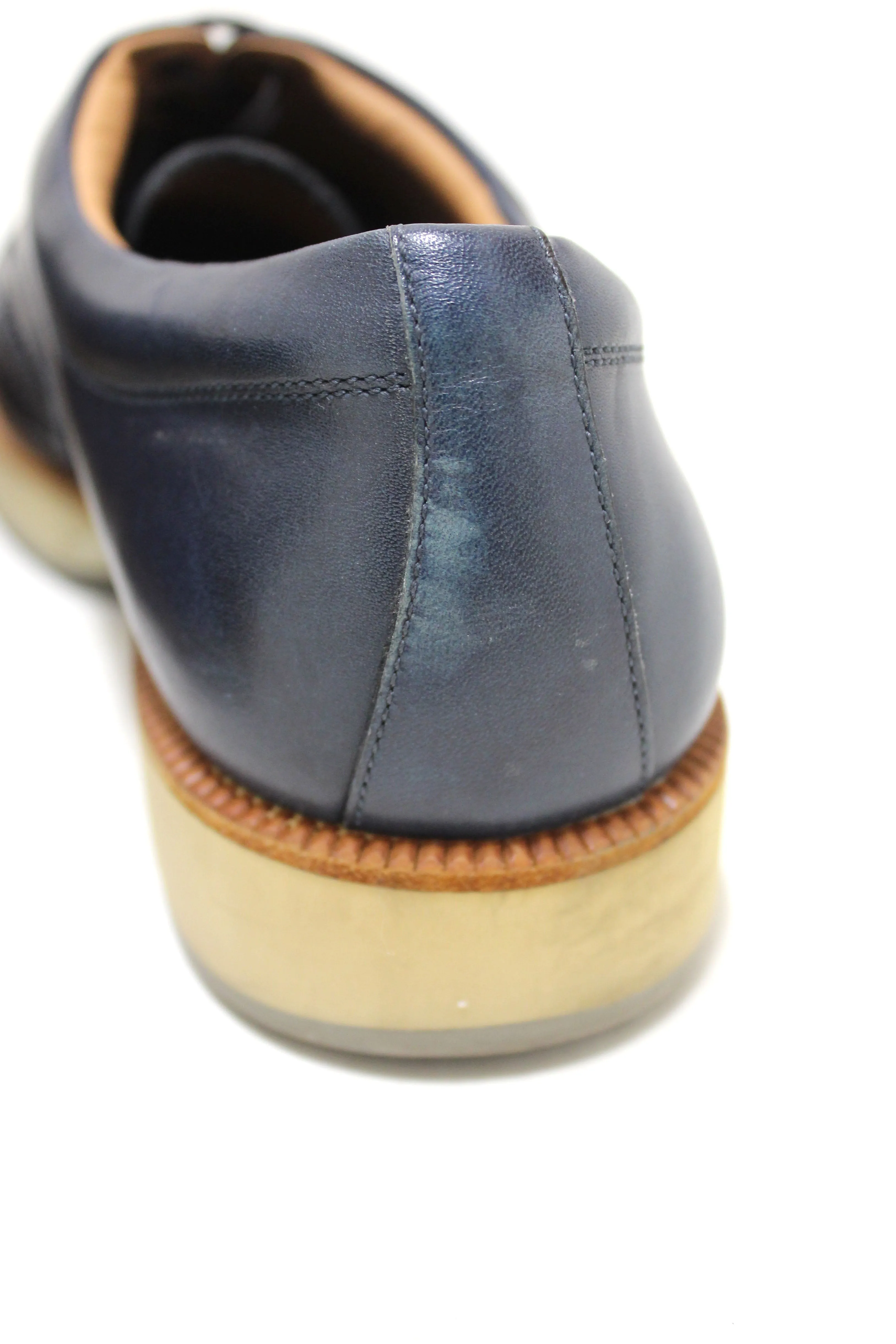 Authentic Salvatore Ferrgamo Men's Blue Calf Leather Wingtip Brogue Shoes size 8.5