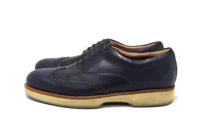Authentic Salvatore Ferrgamo Men's Blue Calf Leather Wingtip Brogue Shoes size 8.5