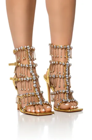 AZALEA WANG JORDYN GOLD DRIPPING DIAMONDS SANDAL