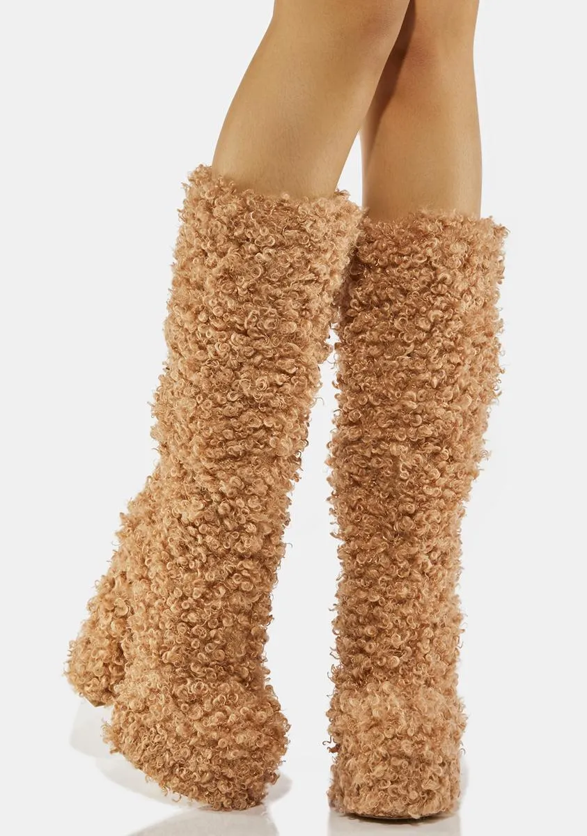 Brown Faux Fur Teddy Boots