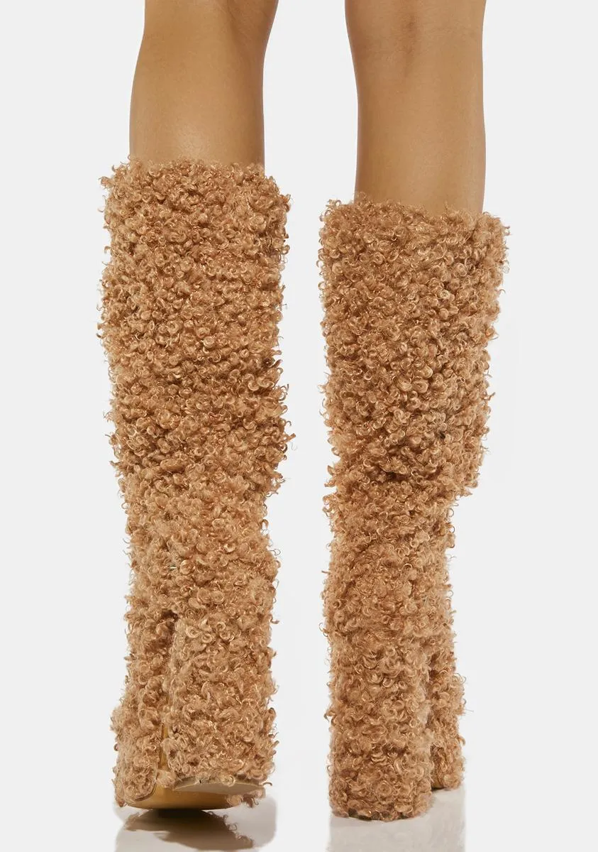 Brown Faux Fur Teddy Boots