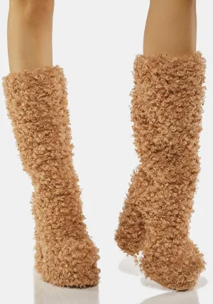 Brown Faux Fur Teddy Boots