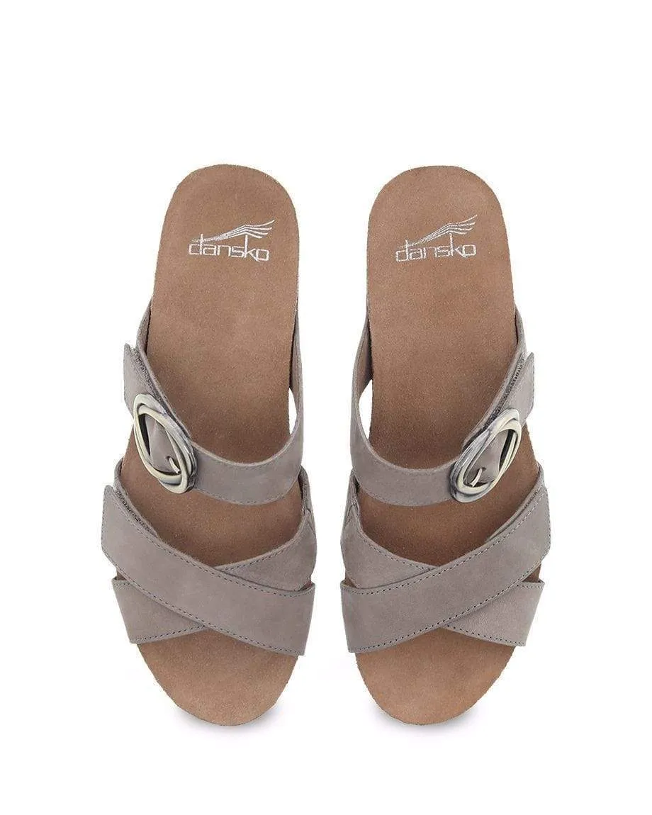Dansko Women's Susie Wedge Sandal- Taupe Milled Nubuck