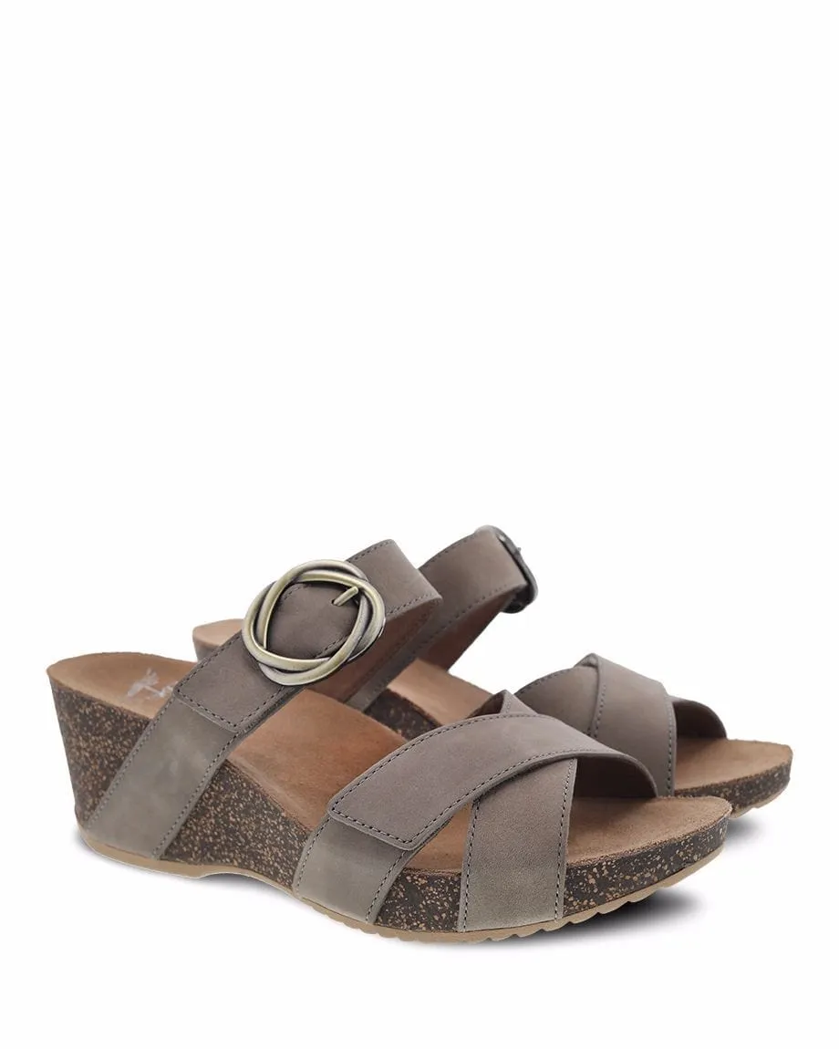 Dansko Women's Susie Wedge Sandal- Taupe Milled Nubuck