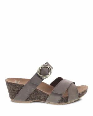 Dansko Women's Susie Wedge Sandal- Taupe Milled Nubuck