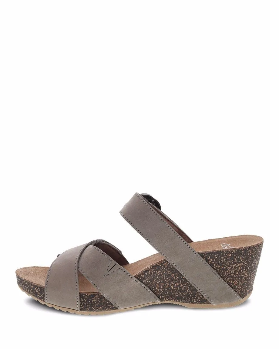 Dansko Women's Susie Wedge Sandal- Taupe Milled Nubuck