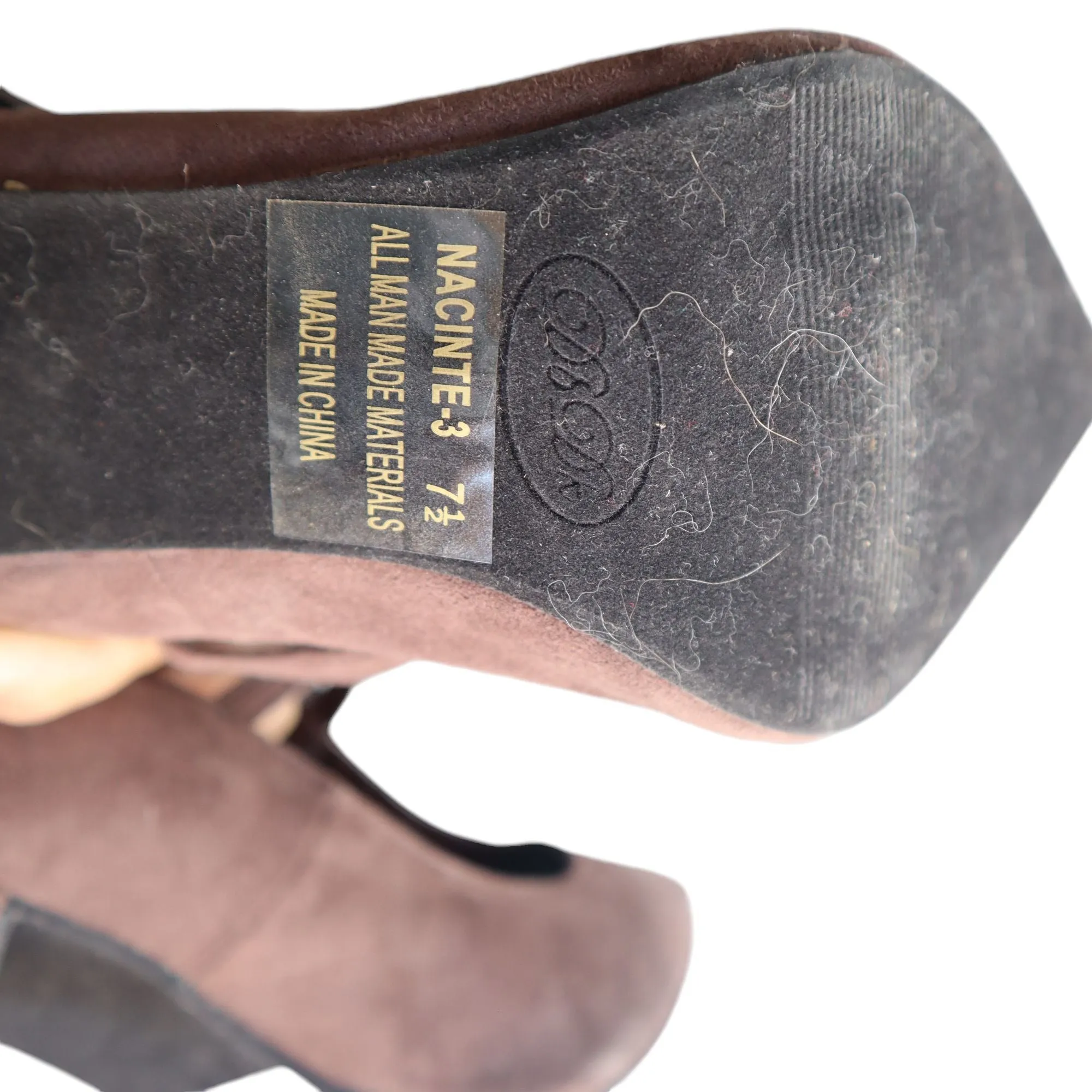 DbBk Fashion Brown Suede Pointed-Toe Mary Jane Pumps Size 7.5