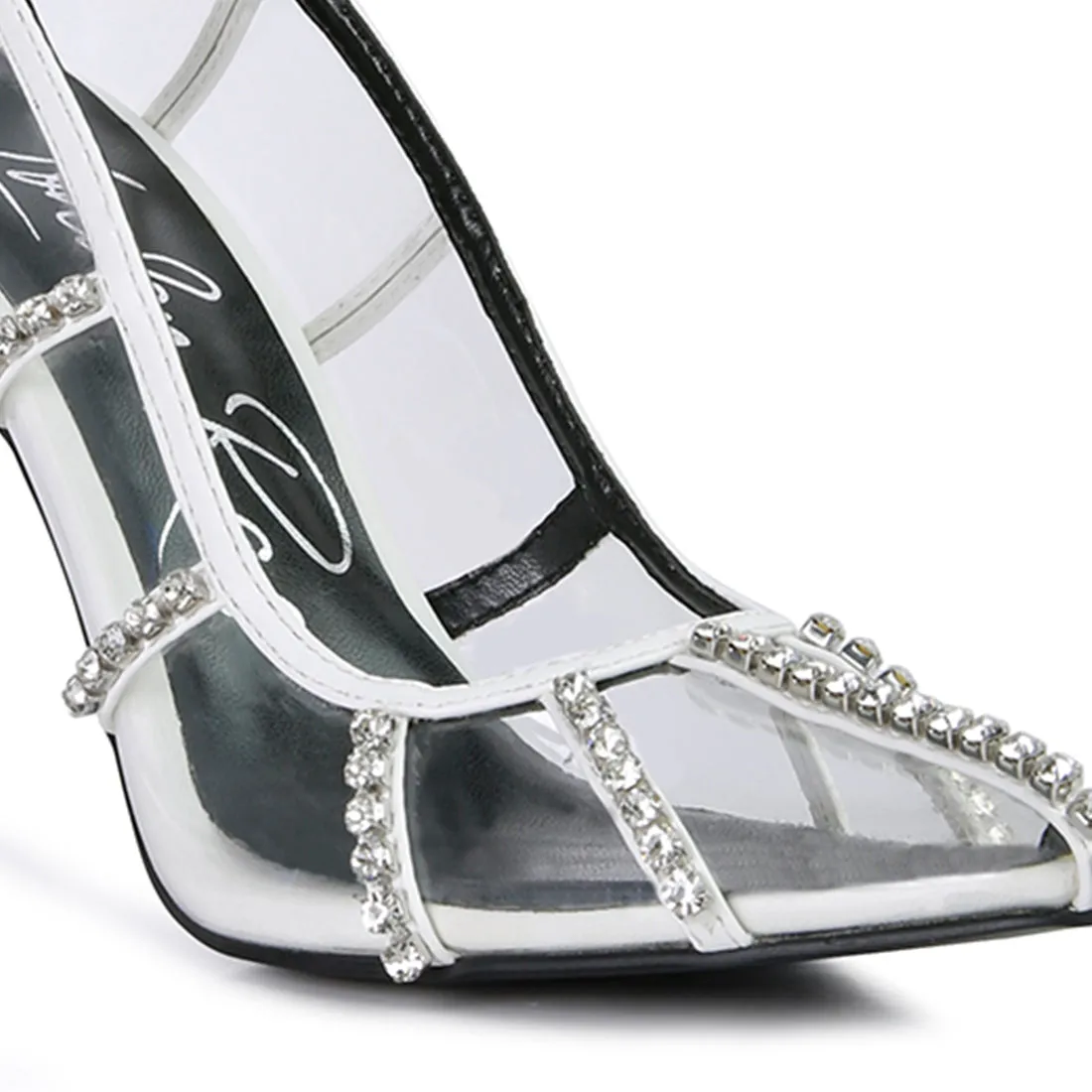 Diamante Clear High Heel Cage Pumps