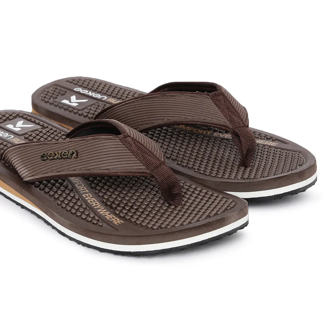 Eeken EFBGO2401S Brown Lightweight Washable Dailywear Durable Flip Flops For Men
