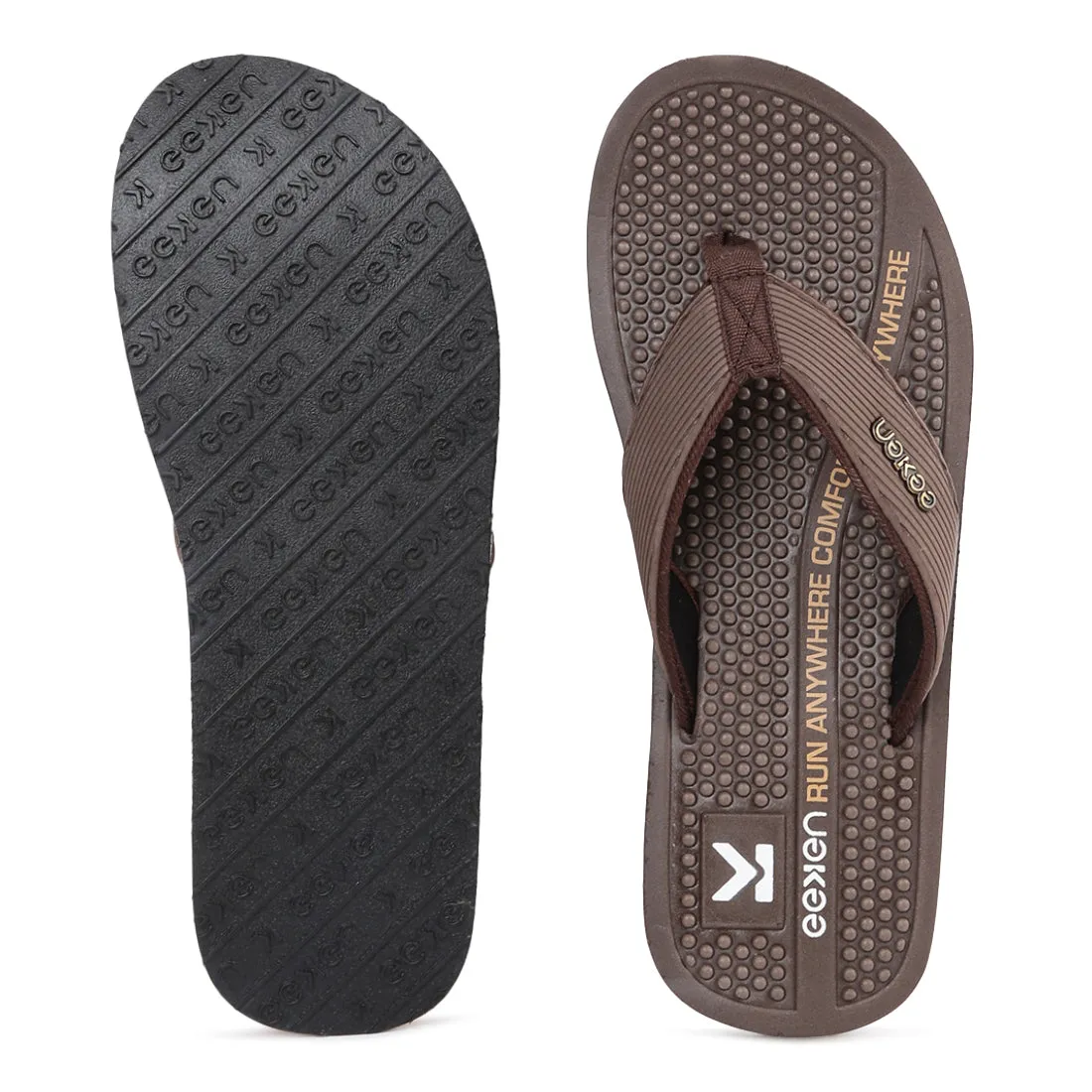 Eeken EFBGO2401S Brown Lightweight Washable Dailywear Durable Flip Flops For Men