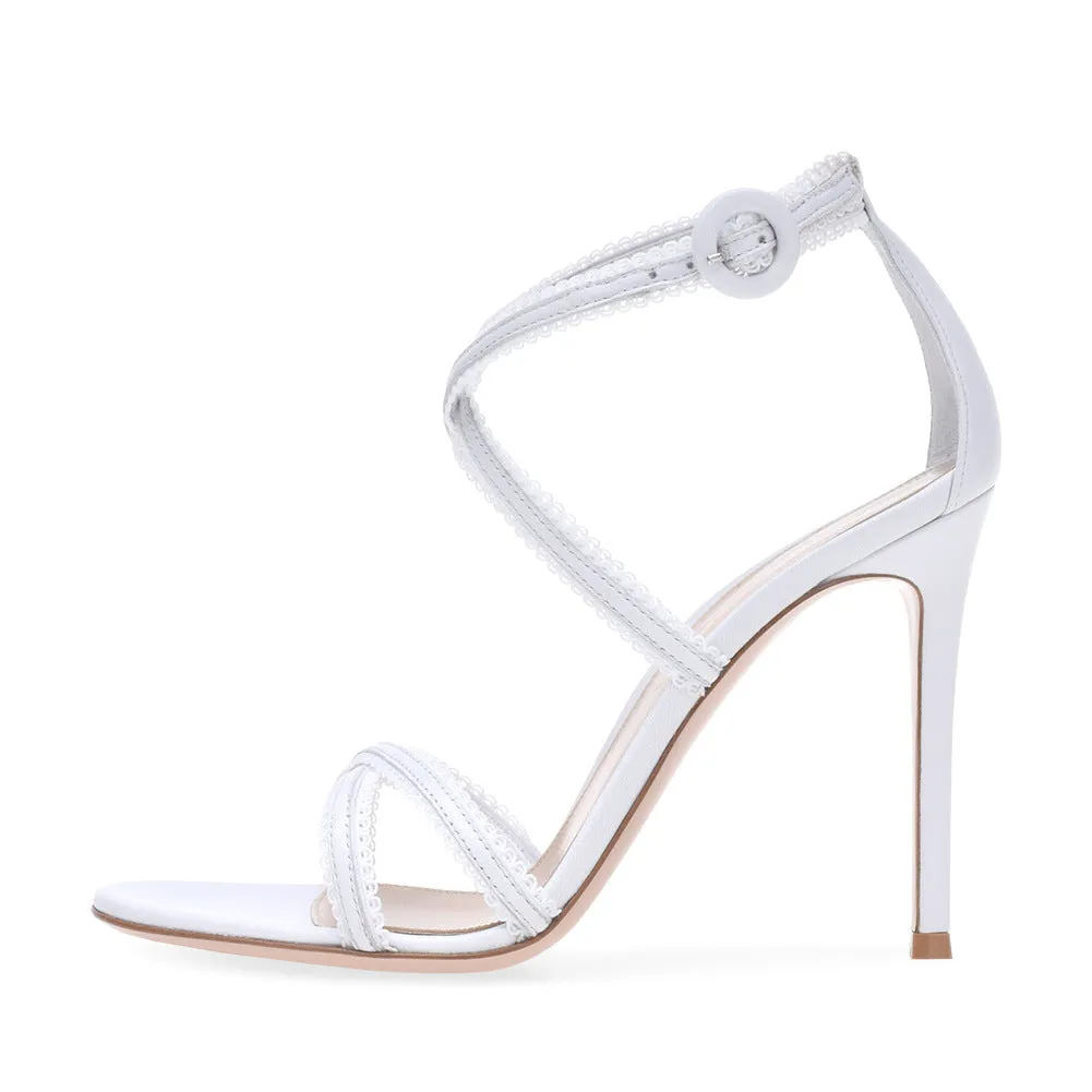 Elegant Monochrome Cross-Strap Stiletto Sandals