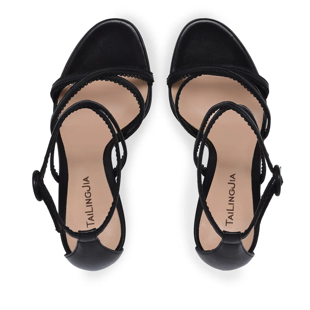 Elegant Monochrome Cross-Strap Stiletto Sandals