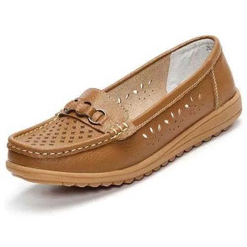 Hollow Out Flat Soft Comfortable Slip On Casual Shoes