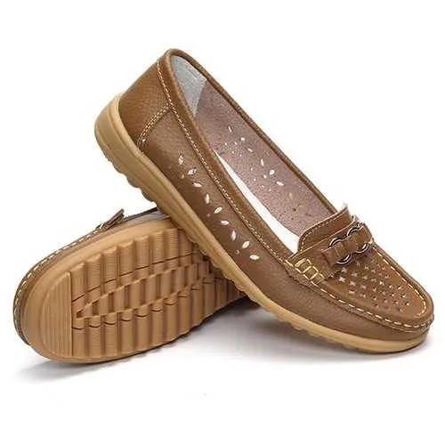 Hollow Out Flat Soft Comfortable Slip On Casual Shoes