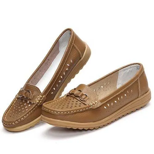 Hollow Out Flat Soft Comfortable Slip On Casual Shoes