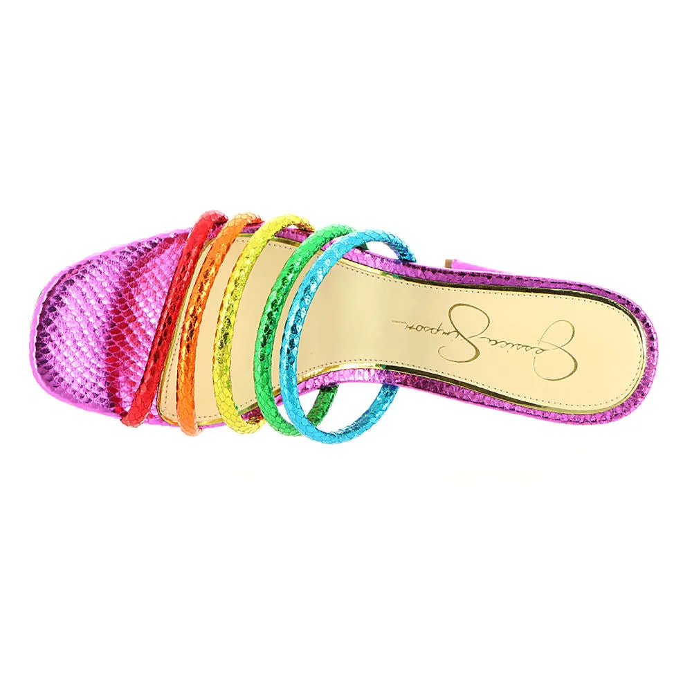 Jessica Simpson Fixton Bright Multi Open Toe Mule Slides Womens Dress Sandals