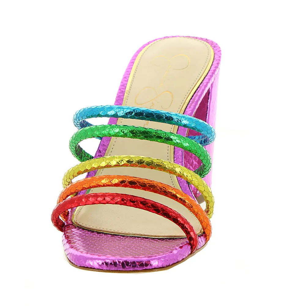 Jessica Simpson Fixton Bright Multi Open Toe Mule Slides Womens Dress Sandals