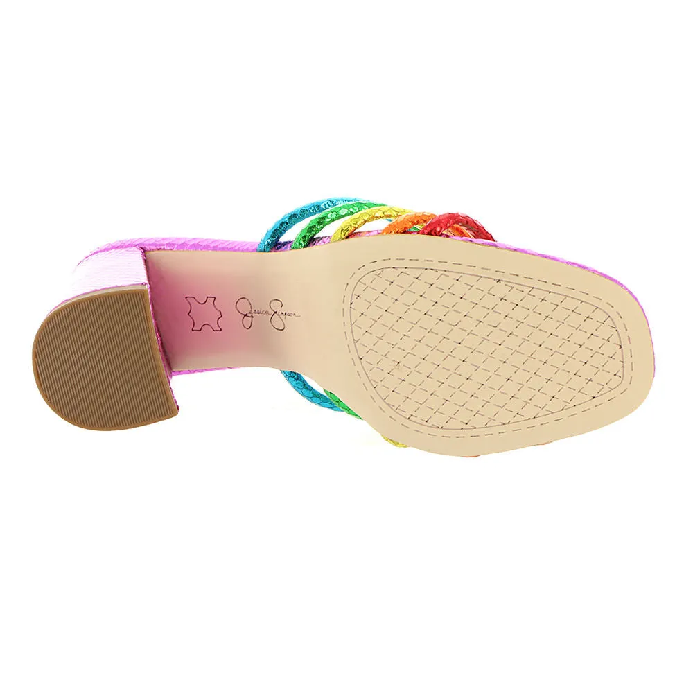 Jessica Simpson Fixton Bright Multi Open Toe Mule Slides Womens Dress Sandals