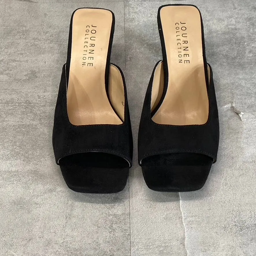 JOURNEE COLLECTION Women's Black Larna Square-Toe Slip-On Sandals SZ 8