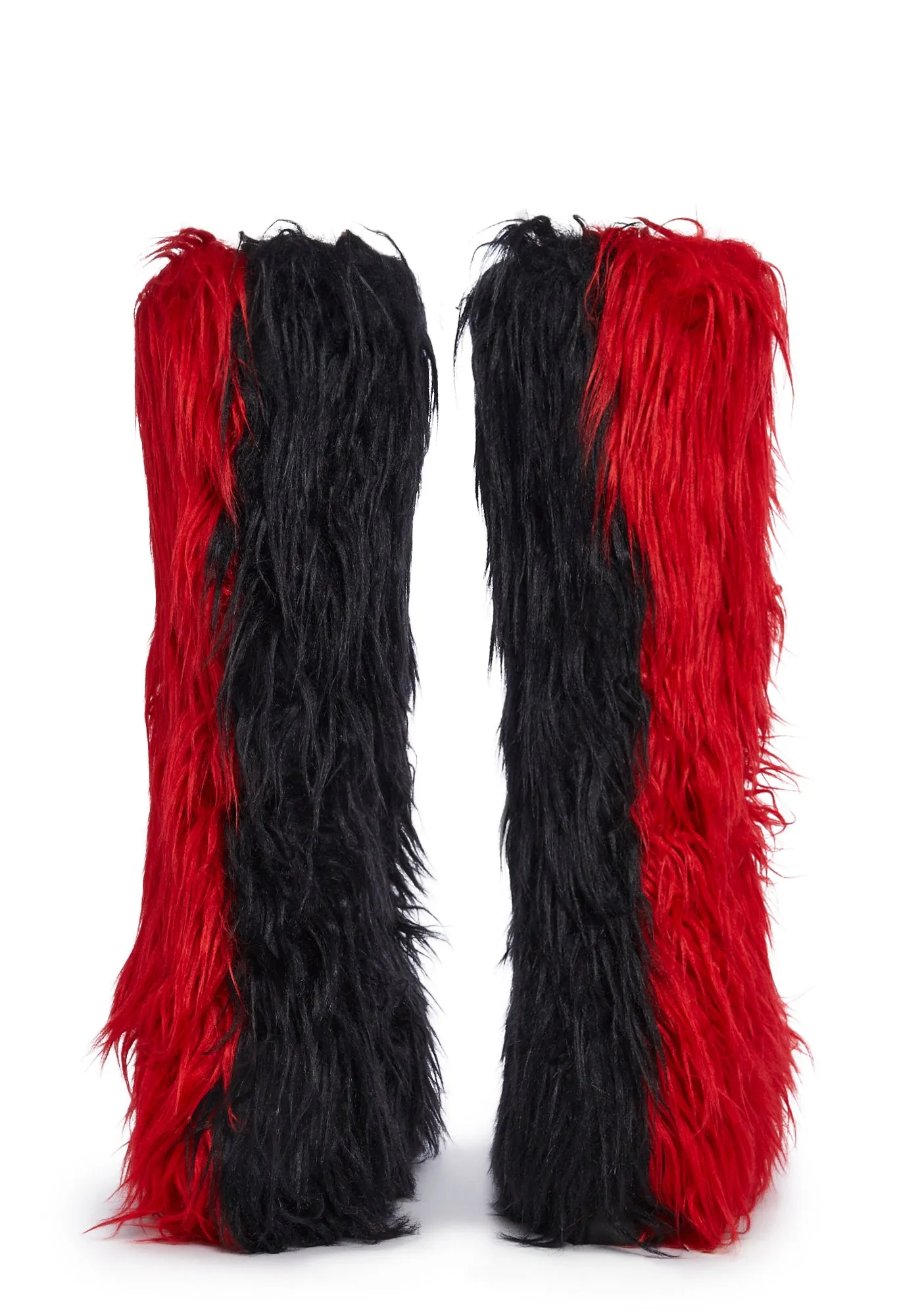 Liquid Rhythm Faux Fur Boots - Red