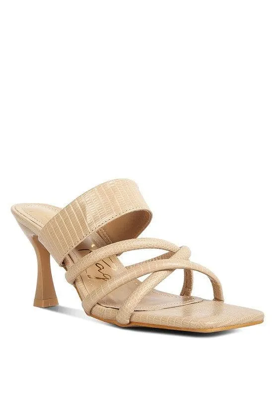 London Rag Criss Cross Strap Spool Heel Sandals