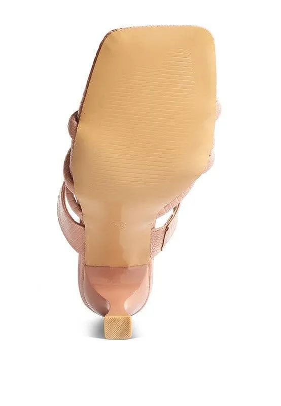 London Rag Criss Cross Strap Spool Heel Sandals