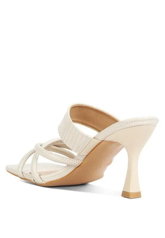 London Rag Criss Cross Strap Spool Heel Sandals