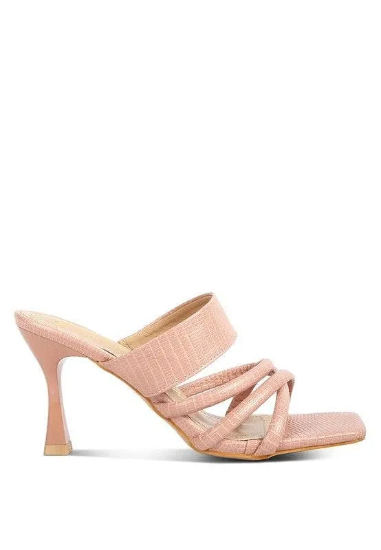 London Rag Criss Cross Strap Spool Heel Sandals