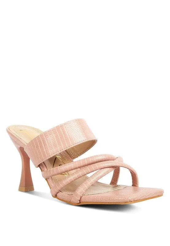 London Rag Criss Cross Strap Spool Heel Sandals