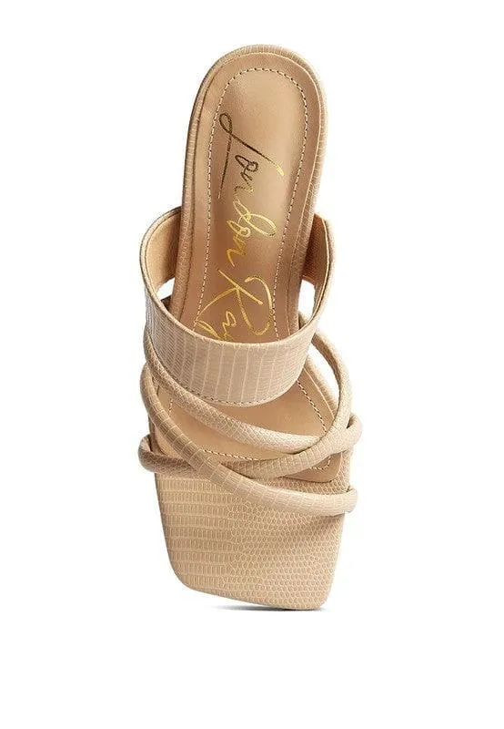 London Rag Criss Cross Strap Spool Heel Sandals