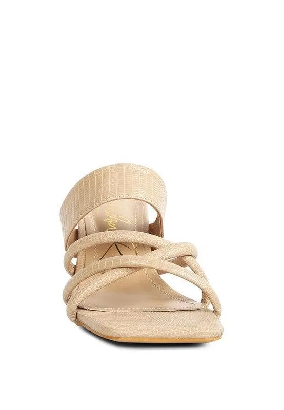 London Rag Criss Cross Strap Spool Heel Sandals
