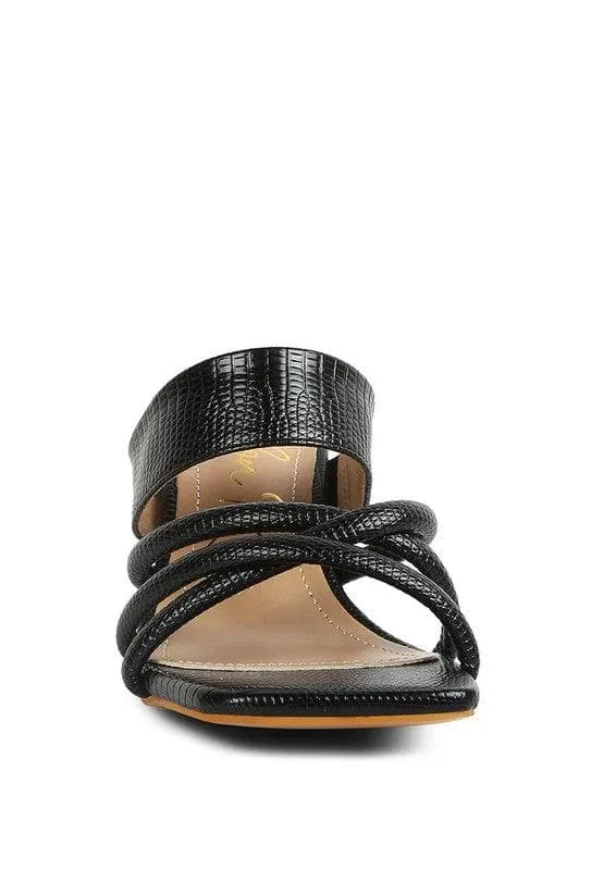 London Rag Criss Cross Strap Spool Heel Sandals