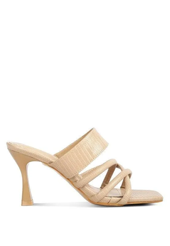 London Rag Criss Cross Strap Spool Heel Sandals