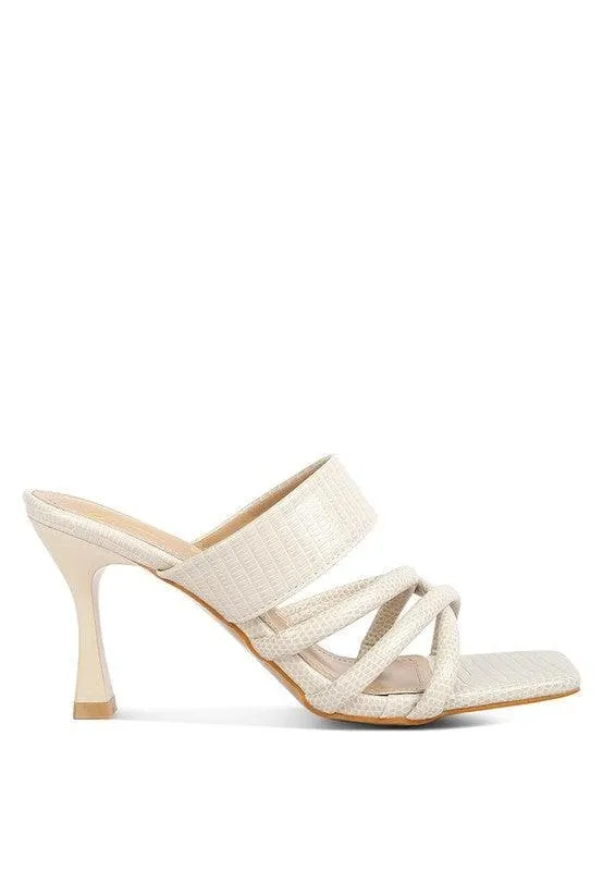 London Rag Criss Cross Strap Spool Heel Sandals