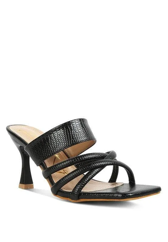 London Rag Criss Cross Strap Spool Heel Sandals