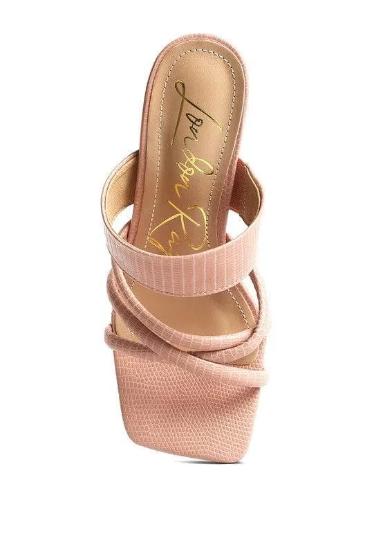 London Rag Criss Cross Strap Spool Heel Sandals
