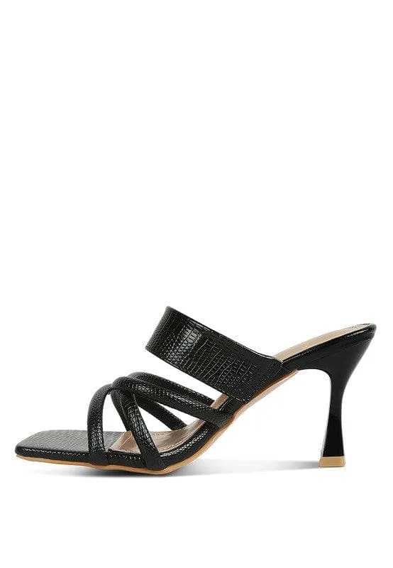 London Rag Criss Cross Strap Spool Heel Sandals