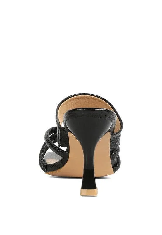 London Rag Criss Cross Strap Spool Heel Sandals