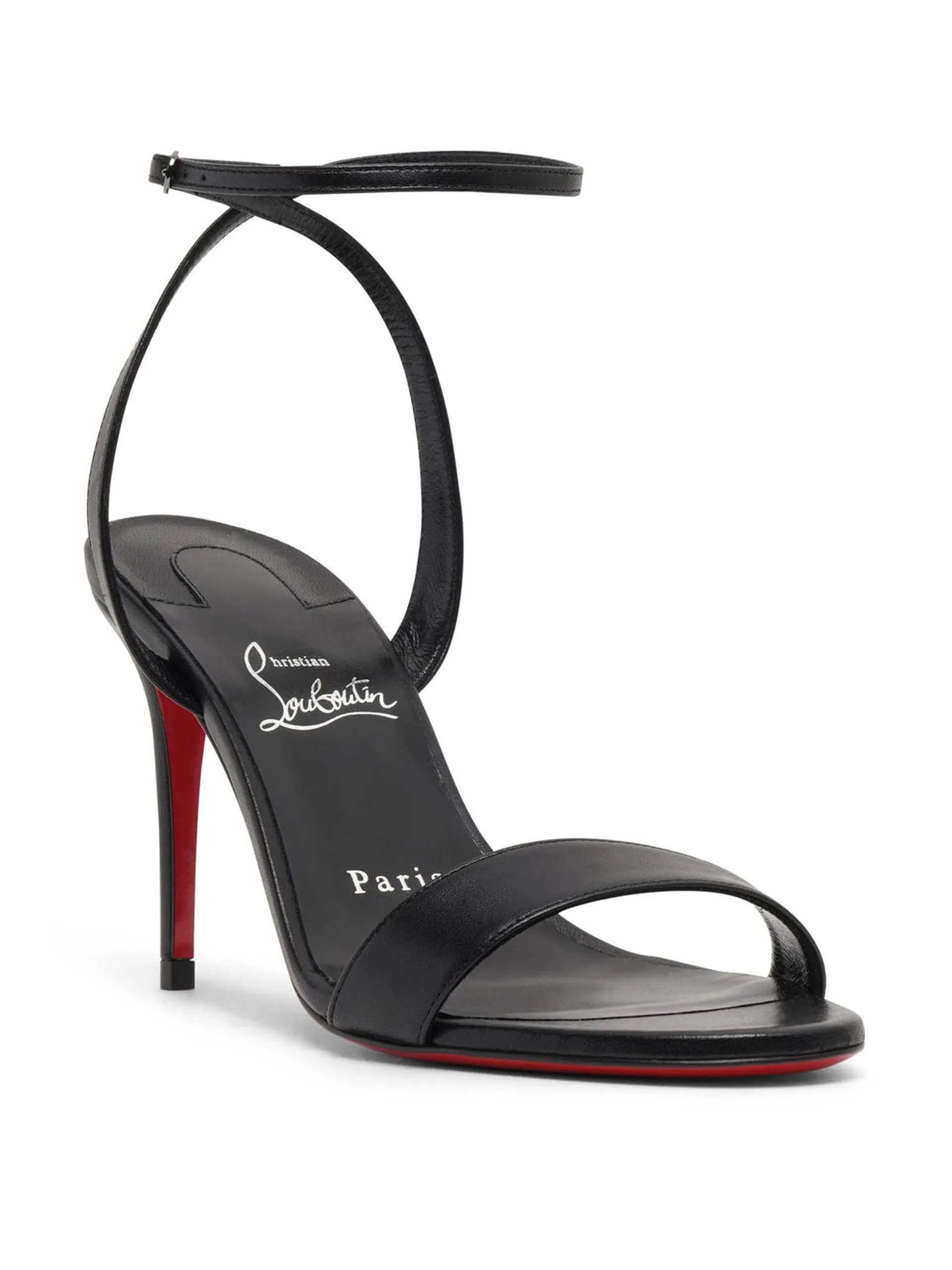 Loubigirl 85 black leather sandals