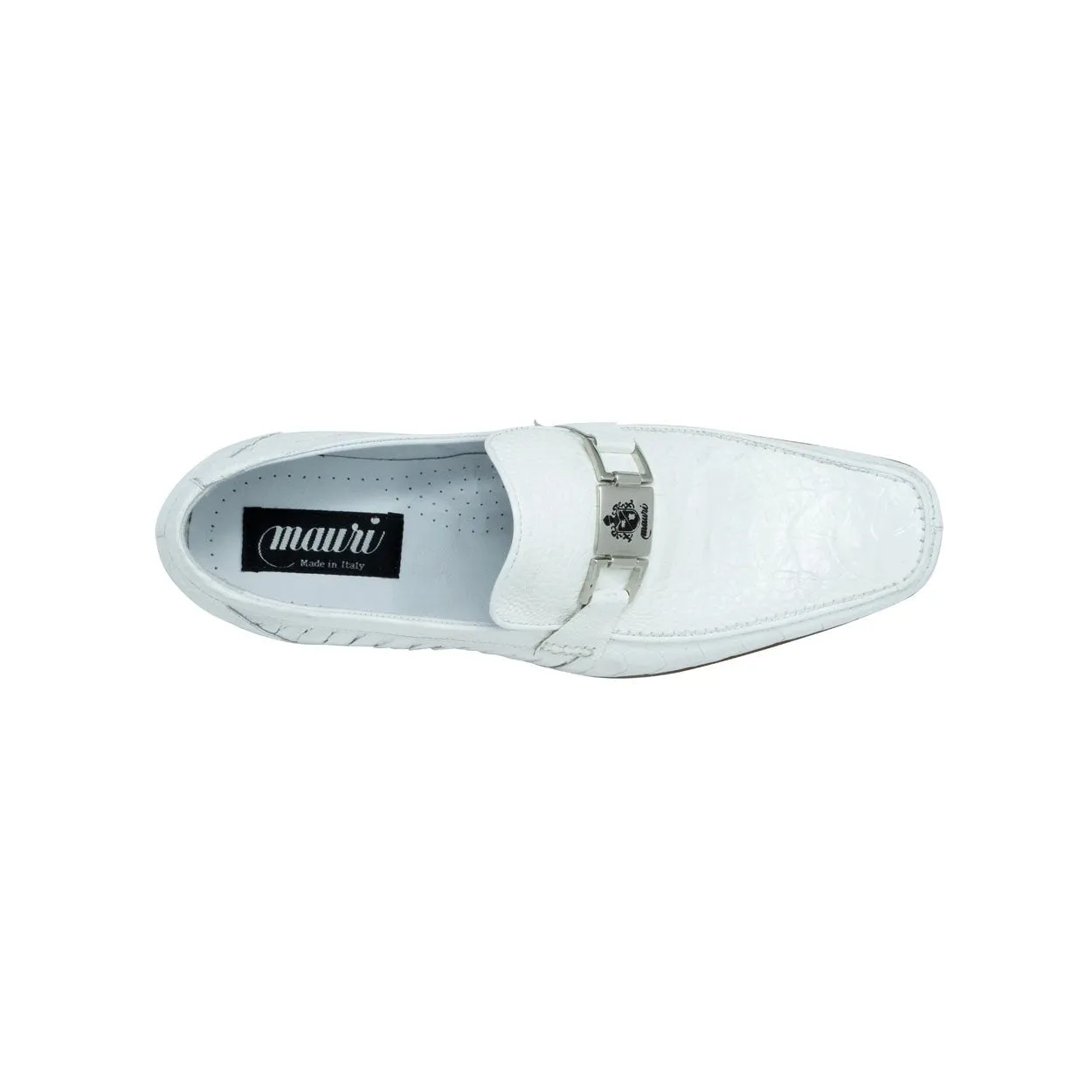 Mauri Royalty Men's Designer Shoes White Exotic Ostrich Dress Loafers 3042 (MA5106)