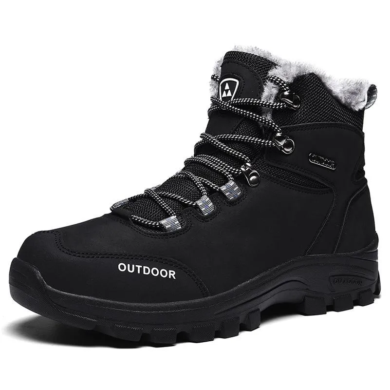 Men's faux fur high cut lace-up snow boots | Outdoors hiking boots for winter