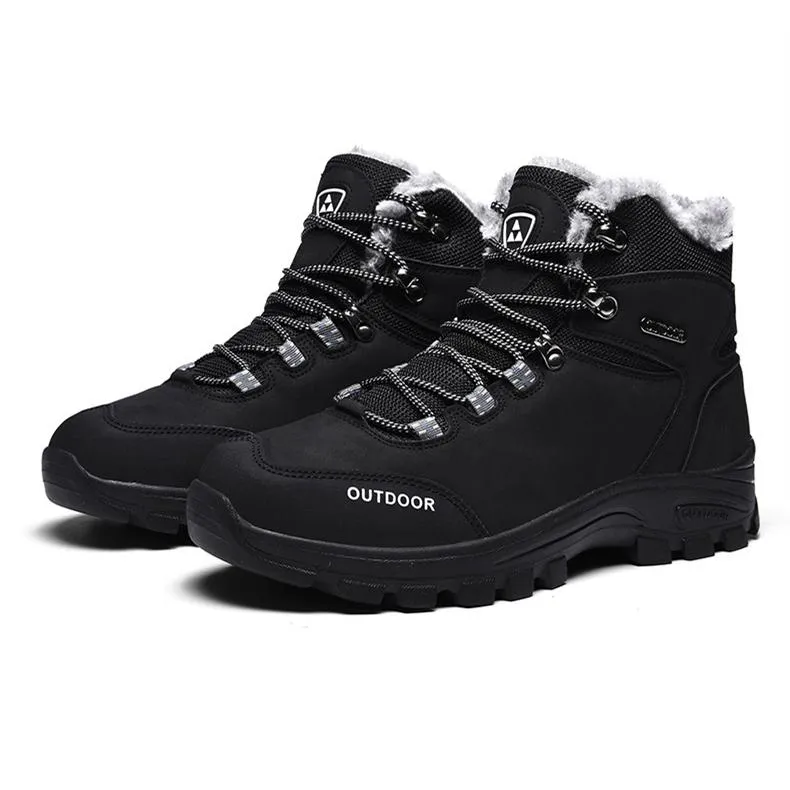 Men's faux fur high cut lace-up snow boots | Outdoors hiking boots for winter