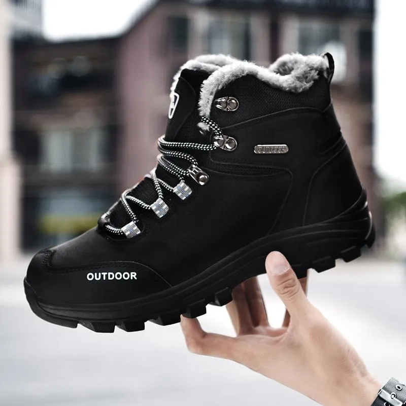 Men's faux fur high cut lace-up snow boots | Outdoors hiking boots for winter