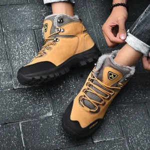 Men's faux fur high cut lace-up snow boots | Outdoors hiking boots for winter