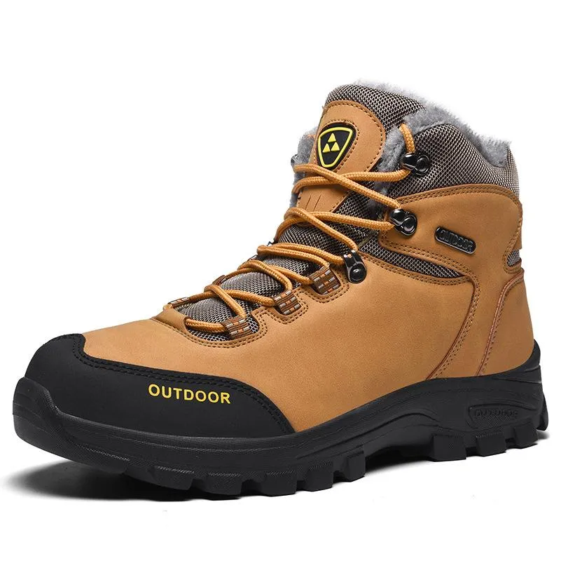 Men's faux fur high cut lace-up snow boots | Outdoors hiking boots for winter